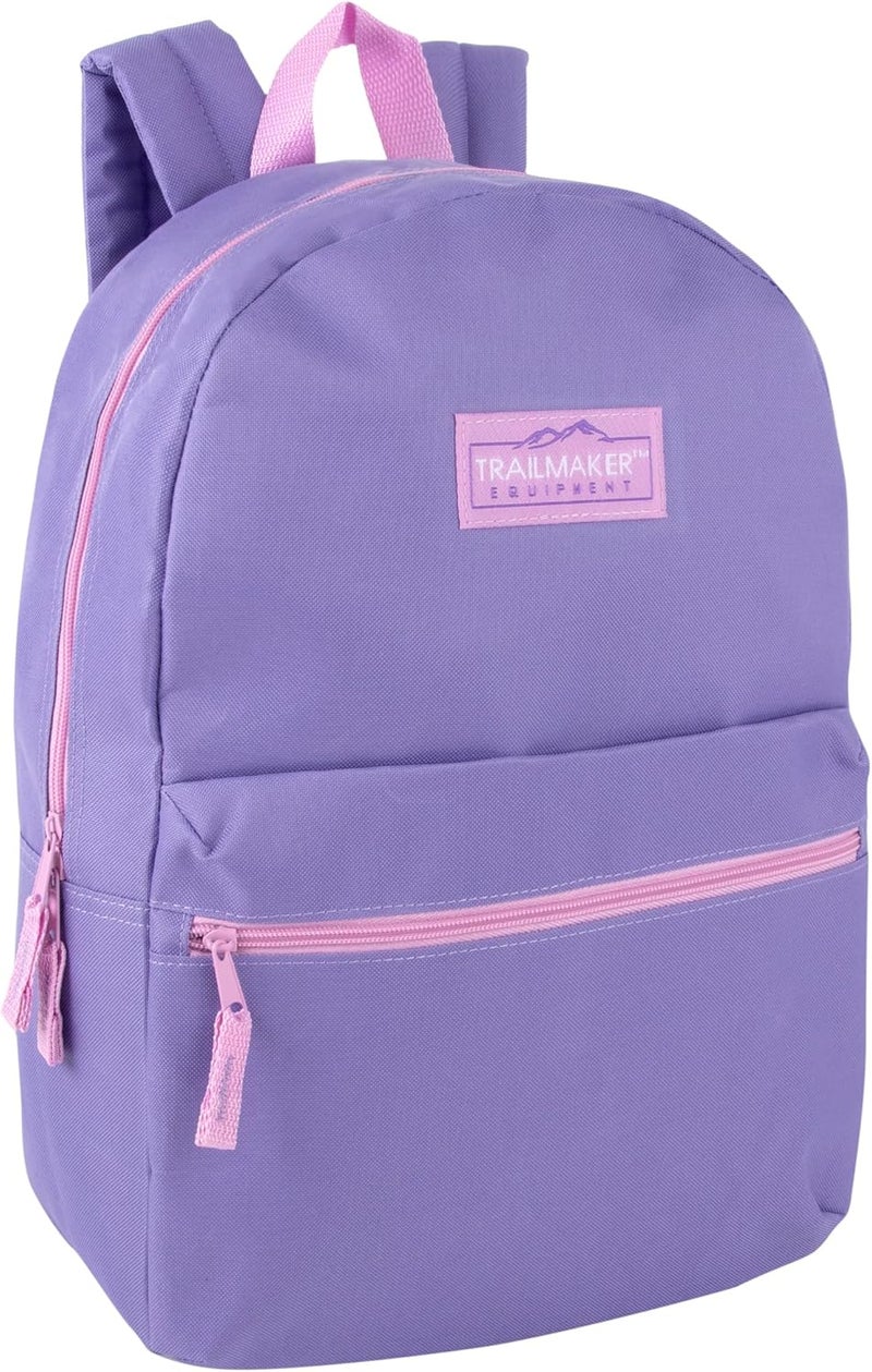 Trailmaker Classic 17 inch Backpacks with Adjustable Padded Straps | School Backpacks for Girls, Boys (Purple) - Image 1